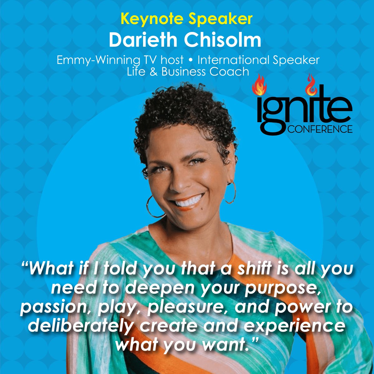 FerialYouakim's tweet photo. We are burning up with excitement for our inaugural IGNITE CONFERENCE, Sep. 30 - Oct. 2 in sunny Delray Beach! We can't wait to hear from our AMAZING speaker, Darieth Chisholm! Early Bird tickets are still available through July 30: https://t.co/X3r4wuTSP7

#motivationalspeaker https://t.co/RYFIZHVXje
