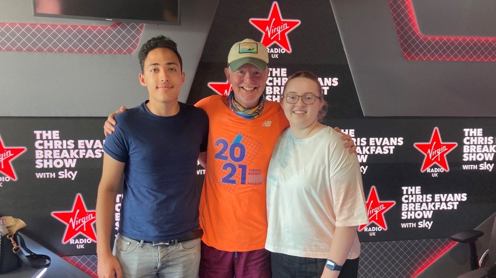 Our youth volunteers Emma and Shahid caught up with @achrisevans at @VirginRadioUK. Our youth programmes give young people the opportunity to learn #FirstAid, build their confidence, and gain important life skills. Learn more: bit.ly/3Ktt64Y #AskMe