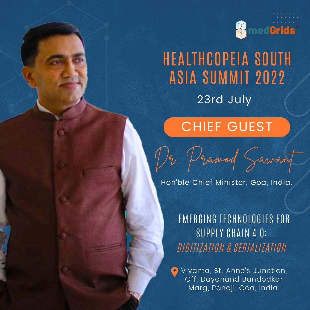 medGrids's tweet photo. #HEALTHCOPEIASOUTHASIASUMMIT2022
In the presence of Hon'ble CM Dr. Pramod Sawant @goacm, Hear him the address and embark on this journey towards the Emerging Technologies for Supply Chain 4.0: Serialization &amp; Digitization with us on 23 July 2022.
visit https://t.co/VFyzC0mUos https://t.co/4hzdccJeFf