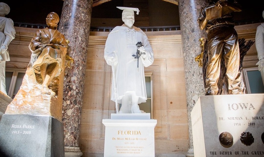 An 11-foot marble statue of iconic educator and activist Dr. #MaryMcLeodBethune has replaced a confederate statue in the U.S. Capitol’s Statuary Hall.