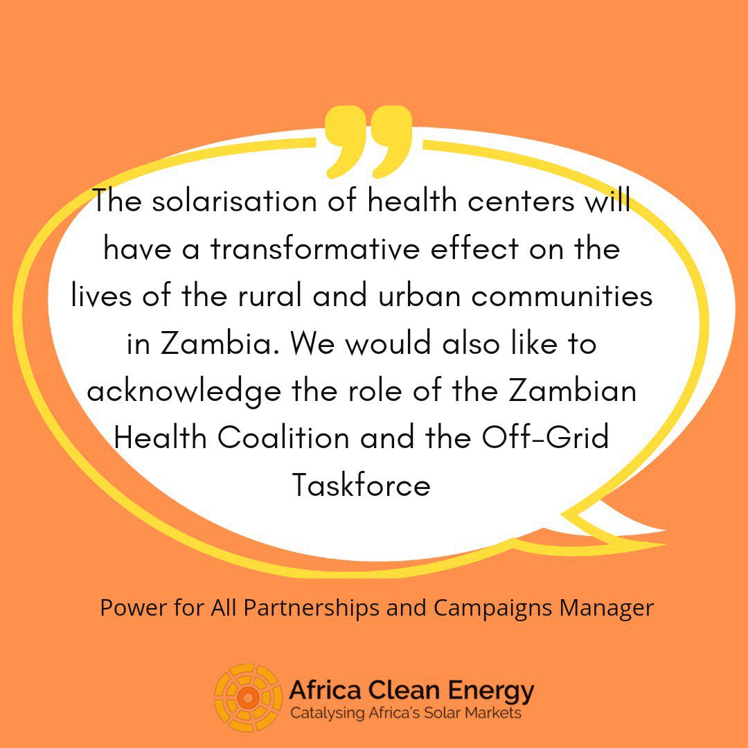 Africa Clean Energy Technical Assistance Facility (@ace_taf) on Twitter photo <a href="/ACE_TAF/">Africa Clean Energy Technical Assistance Facility</a> supported <a href="/mohzambia/">Ministry of Health Zambia</a> to issue a Call To Action to provide reliable and affordable electricity to underserved communities. By providing #OffGrid solar solutions for medical centers, the programme is ensuring universal healthcare is achieved in #Zambia. <a href="/ACE_TAF/">Africa Clean Energy Technical Assistance Facility</a> supported <a href="/mohzambia/">Ministry of Health Zambia</a> to issue a Call To Action to provide reliable and affordable electricity to underserved communities. By providing #OffGrid solar solutions for medical centers, the programme is ensuring universal healthcare is achieved in #Zambia.