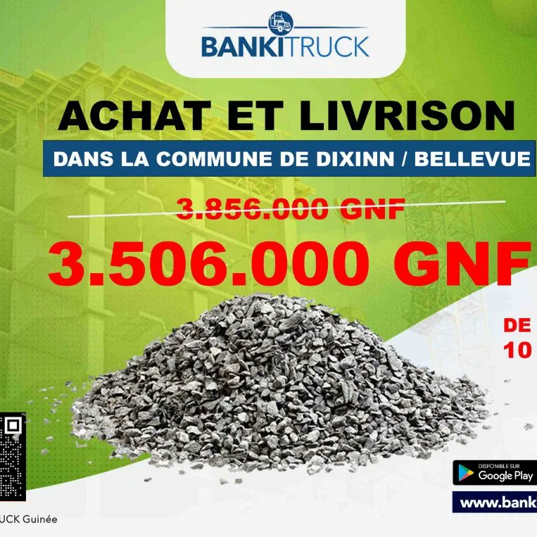 banki_truck's tweet photo. Offre Speciale des prix D'agrégats (#Granite #sable) dans la commune de #Dixinn.
Le centre d'appel à votre service pour vos différentes commandes ☎️888.
#Cameroun
#Camayenne
#Landreah
#Hafia
#Kenien
#Minière
#Bellevue
Dépensez moins et gagnez plus. https://t.co/TwLKulIrrJ