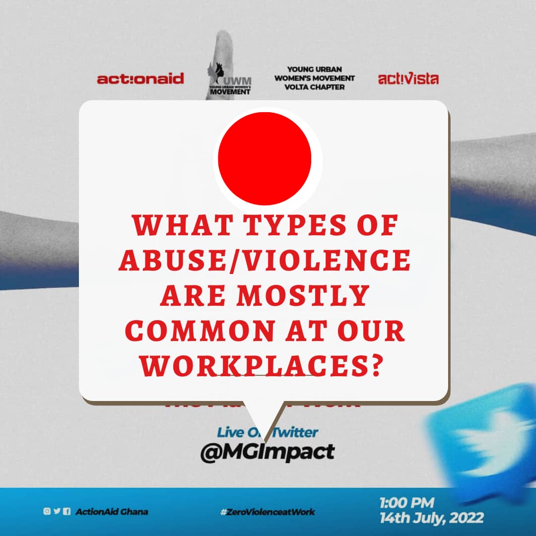 MGImPact1's tweet photo. Help us identify the various types of abuses/violence happening at our work places.

#ZeroViolenceatWork
#RatifyILOC190 https://t.co/ewOzDaQj0S