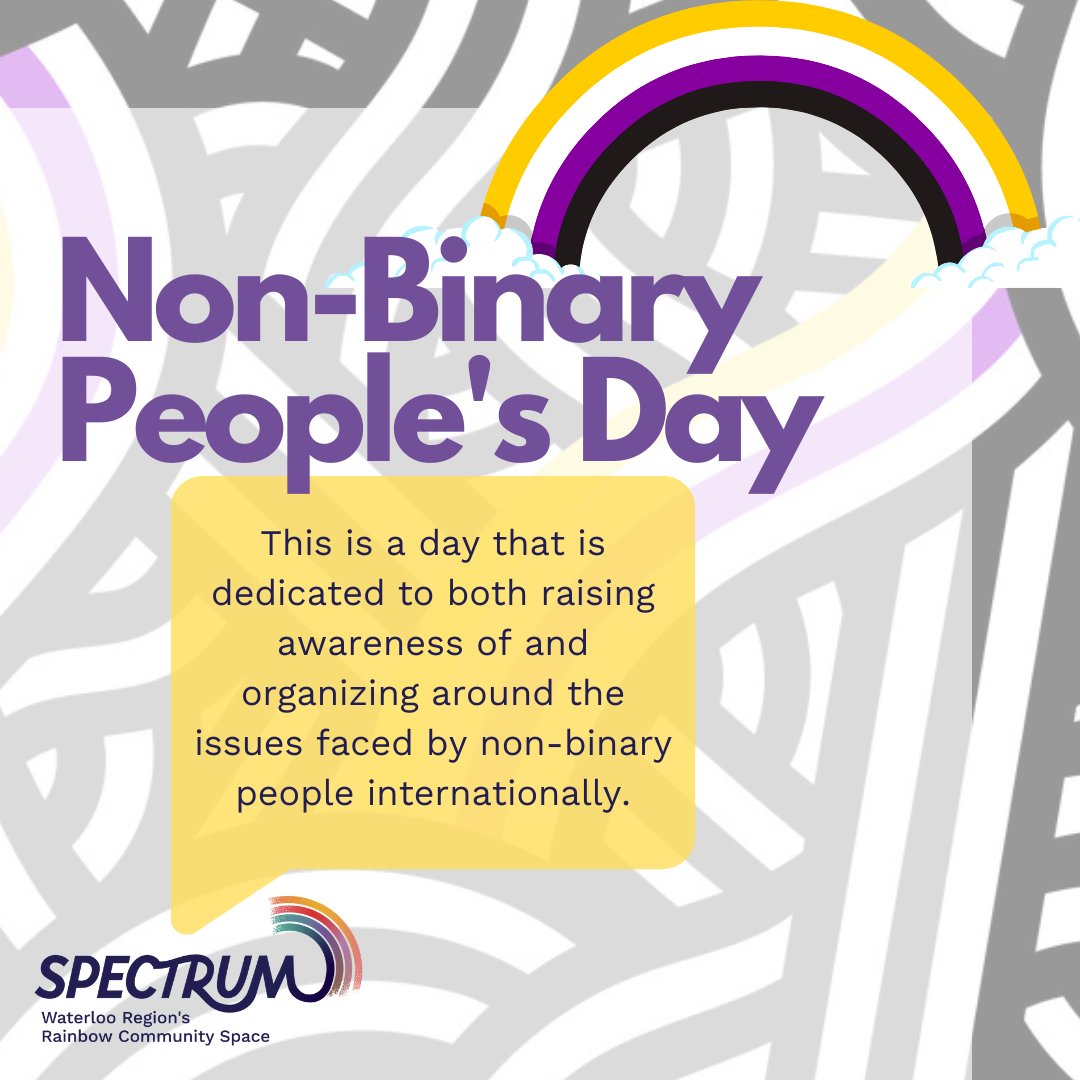 our_SPECTRUM's tweet photo. Happy #NonBinaryPeoplesDay! 🌈 Let’s celebrate those with genders outside the man/woman binary - scroll through to learn more about #nonbinary people and what you can do to show your support! 👏 https://t.co/CEuW9XZR2U