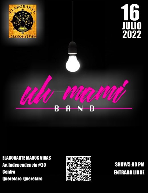 uhmamiband's tweet photo. Amigos este fin de semana estaremos tocando en @queretaro #Querétaro en #ElaborateManosVivas en punto de las 5:00 pm. Entrada Libre #Queretarock #FelizJuevez https://t.co/vdF7IcUWpE