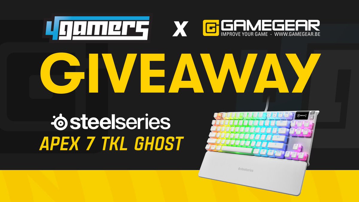 Gamegearbe's tweet photo. WIN* de limited edition SteelSeries Apex 7 TKL Ghost edition dankzij @4gamershq en Gamegear! Wat moet je doen om kans te maken?
-Retweet deze tweet
-Volg @4gamershq en @Gamegearbe op Twitter
De winnaar wordt op 22/07/2022 bekend gemaakt! 
*Enkel voor BeNeLux. https://t.co/rKWMZvjQss