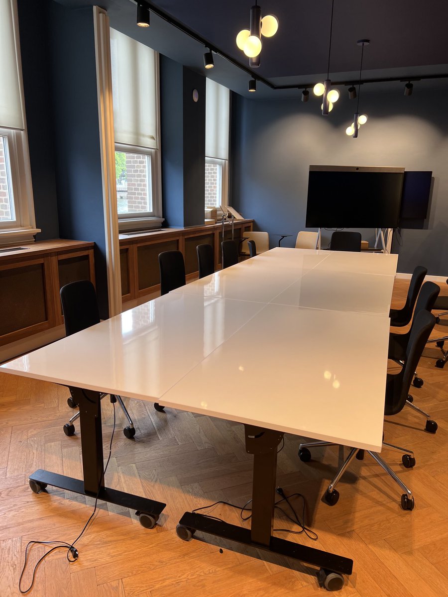sidvanwijk's tweet photo. The new tables in the ⁦@MiroHQ⁩ Executive briefing Centre, are also whiteboards! This is going to be amazing with ⁦our Sticky Capture feature. https://t.co/bOWTcFT6Uo