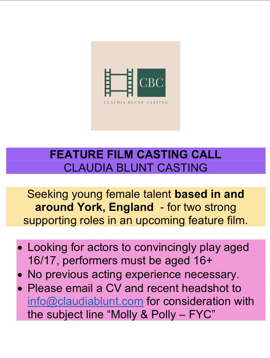 Claudia Blunt Casting (@claudiablunt) on Twitter photo 