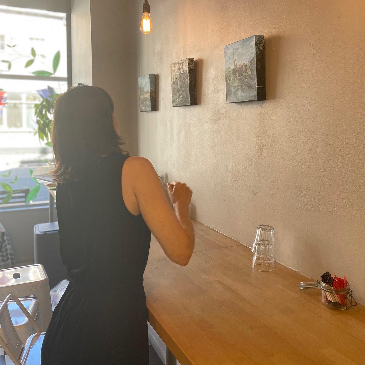 sblstudios's tweet photo. Such a fun hang @PistachioPickle and thank you for this wonderful opportunity to showcase my "Urban Landscape Series" at 142 Liverpool Road -  such a tranquil and happy space. So looking forward to the Saturday opening and show @di_ewer! https://t.co/uQ1qI0rZeG