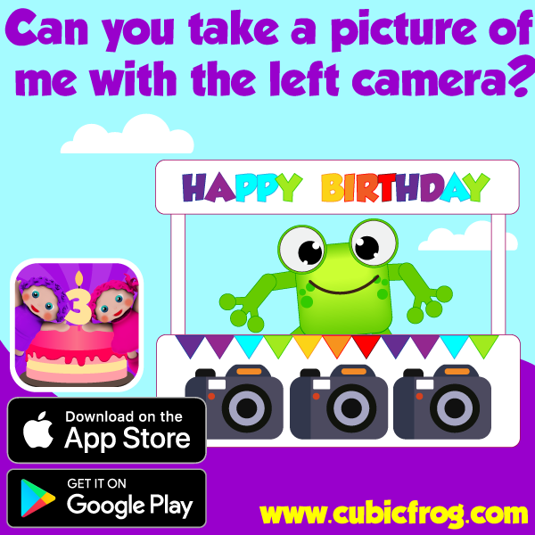 CubicFrog's tweet photo. Do you know your left and right? 🤔
.
Take a picture of Cubic Frog and his friend with the left camera! 📸😋
#cubicfrog #edubirthday #educationalapps #educationalappforkids #kidslearningapp #preschoolactivitesathome #healthyscreentime #toddlerapprovedactivity #birthdaygames https://t.co/sk2N7JBjaW