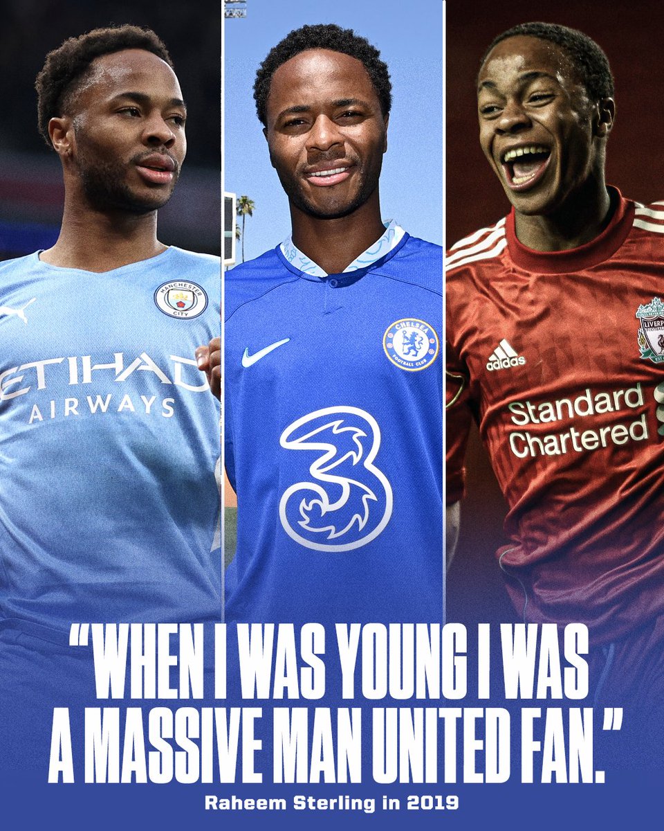 ESPNFC's tweet photo. Raheem Sterling is a boyhood Man United fan 👀 https://t.co/WmK3M6rqXp