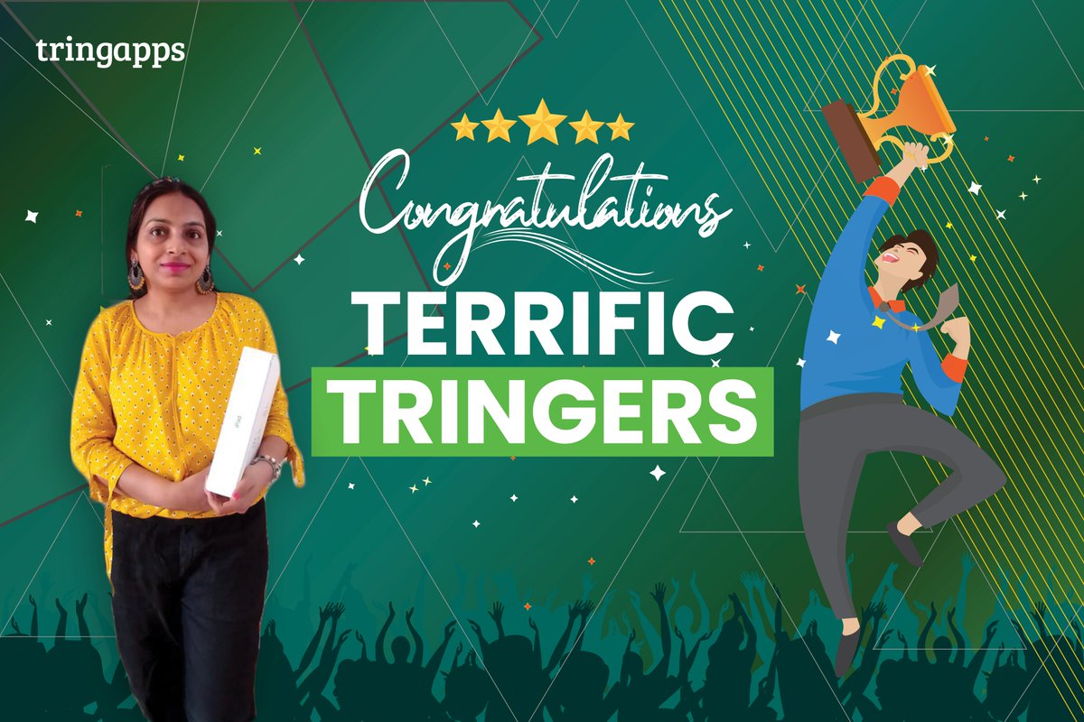 tring_apps's tweet photo. Here's the next winner of our #terrific_tringers reward program.
Payal Bansal takes home an iPad for being a terrific tringer!
#Tringapps #tring #terrific_tringers https://t.co/Xd4x9QwyGE
