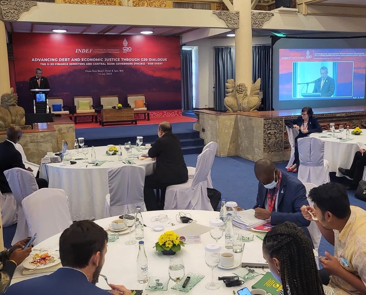 DTDjani's tweet photo. (1) Back in Bali to speak at the 3rd #G20 Finance Ministers and Central Bank Governors’ Side Event on Multilateralism, G20 and Africa.

I highlighted:
 ➡️ developing countries are most impacted by the 3 multidimesional crisis: food🌾, energy💡and finance📈 https://t.co/eiKkVKLblV