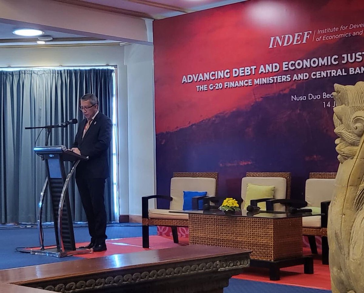 DTDjani's tweet photo. (1) Back in Bali to speak at the 3rd #G20 Finance Ministers and Central Bank Governors’ Side Event on Multilateralism, G20 and Africa.

I highlighted:
 ➡️ developing countries are most impacted by the 3 multidimesional crisis: food🌾, energy💡and finance📈 https://t.co/eiKkVKLblV