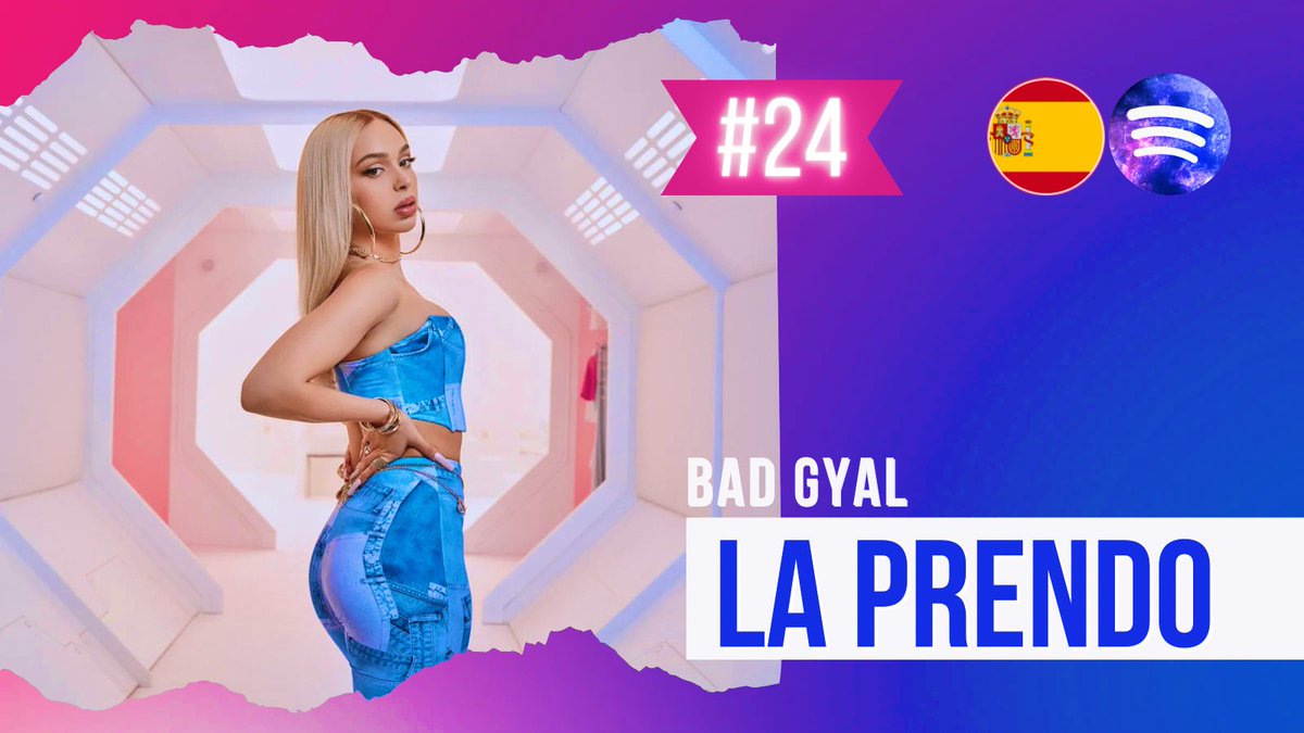 SpainMusicData's tweet photo. 🍬 NUEVA POSICIÓN MÁXIMA (13/07) 

Hoy escucharemos su nuevo single, pero #LaPrendo de @bad_gyal_pussy se encuentra en su mejor momento (#24) en el top español de Spotify. https://t.co/I3cafiupX7