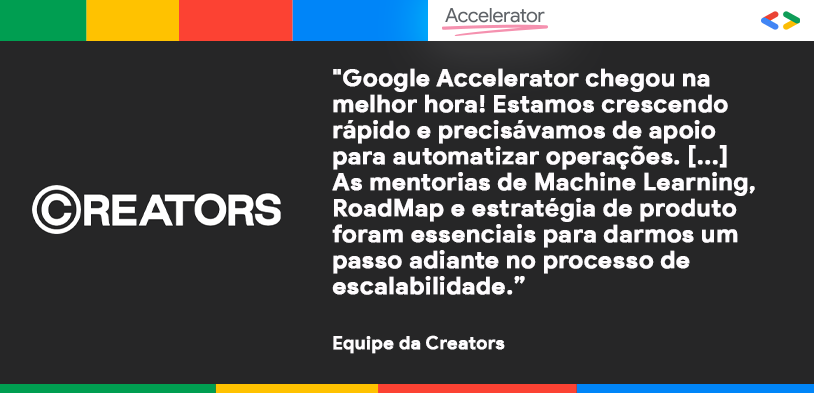 googledevbr's tweet photo. #GoogleForStartupsAccelerator 

Toda ajuda é bem-vinda no processo de escalabilidade.  

Estamos felizes com os resultados da Creators! 👏 https://t.co/gekqzFCDMX
