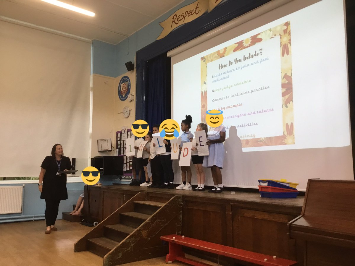 MissSilk3's tweet photo. @MissONeill2B your first assembly! Congratulations! My children have been talking all about inclusivity after your assembly @paganelschool https://t.co/2cQxMLSXFK
