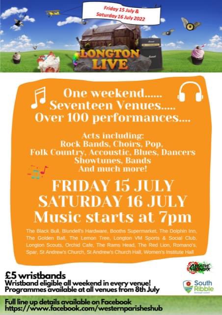 Longton Live is back this weekend! 
Have you got your wristband? only £5 

We have live music from 7pm Friday &amp; Saturday
Plus Wood Fired Pizza &amp; a Gin Bar 

Come on down! #longtonlive #discoversouthribble #lancashire #livemusic