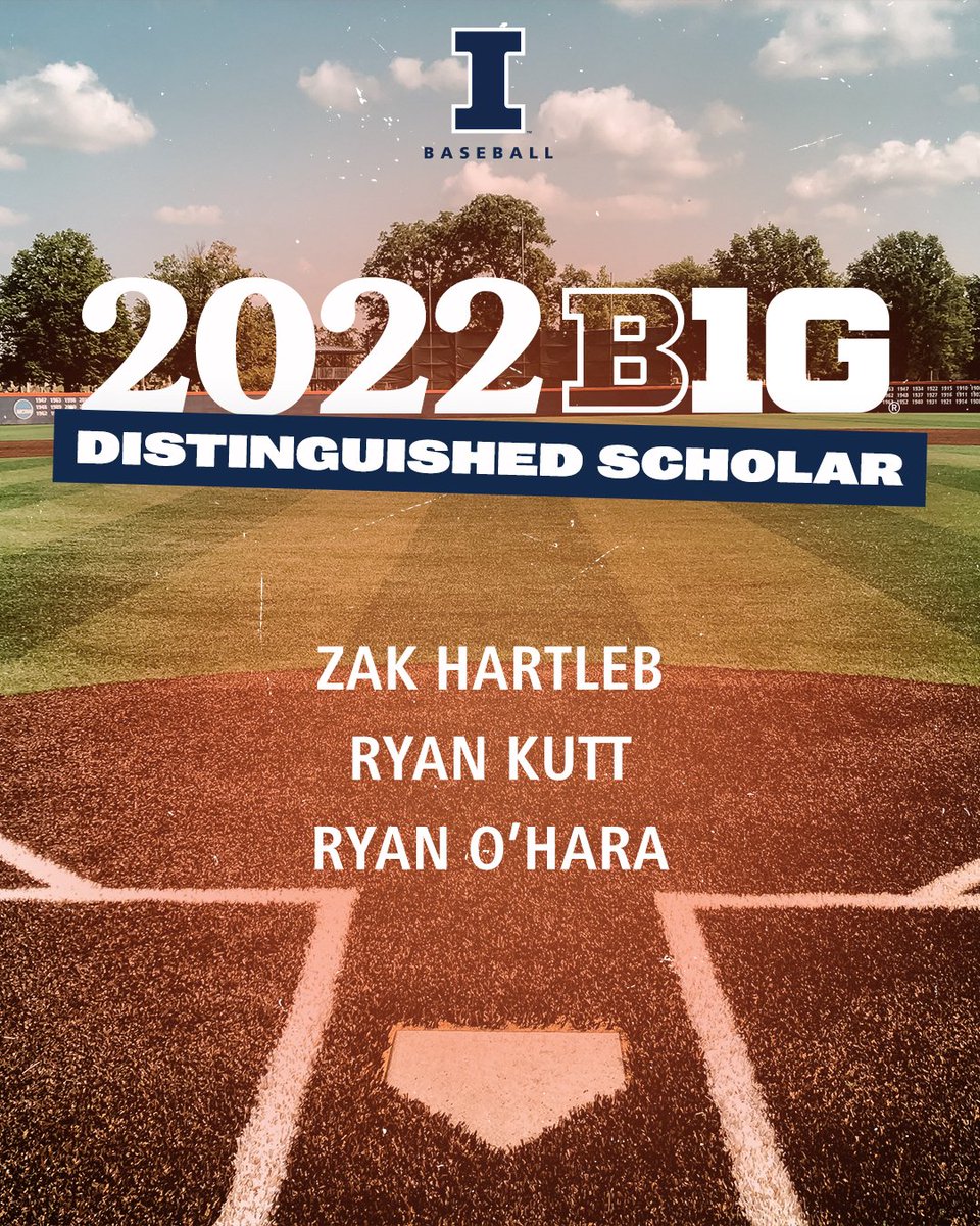 IlliniBaseball's tweet photo. Congrats to our B1G Distinguished Scholars 🎓

🔸 @ZakHartleb24 
🔸 @KuttRyan 
🔸 @Ryancohara9 https://t.co/rEMtBxilQM