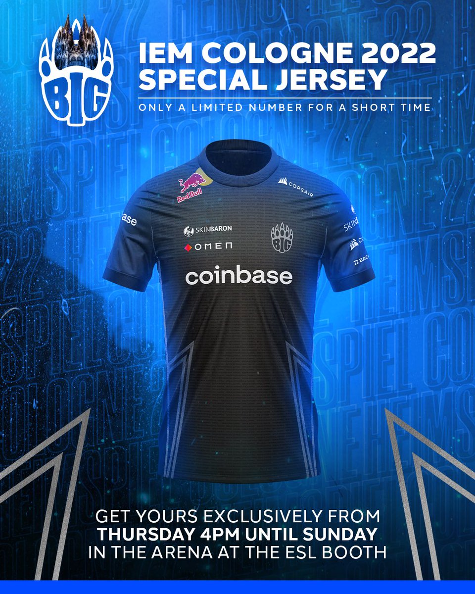 BIGCLANgg's tweet photo. Get your limited #IEM Cologne Jersey at the ESL booth in the arena! 👕

#GOBIG https://t.co/2CPYtkmusJ