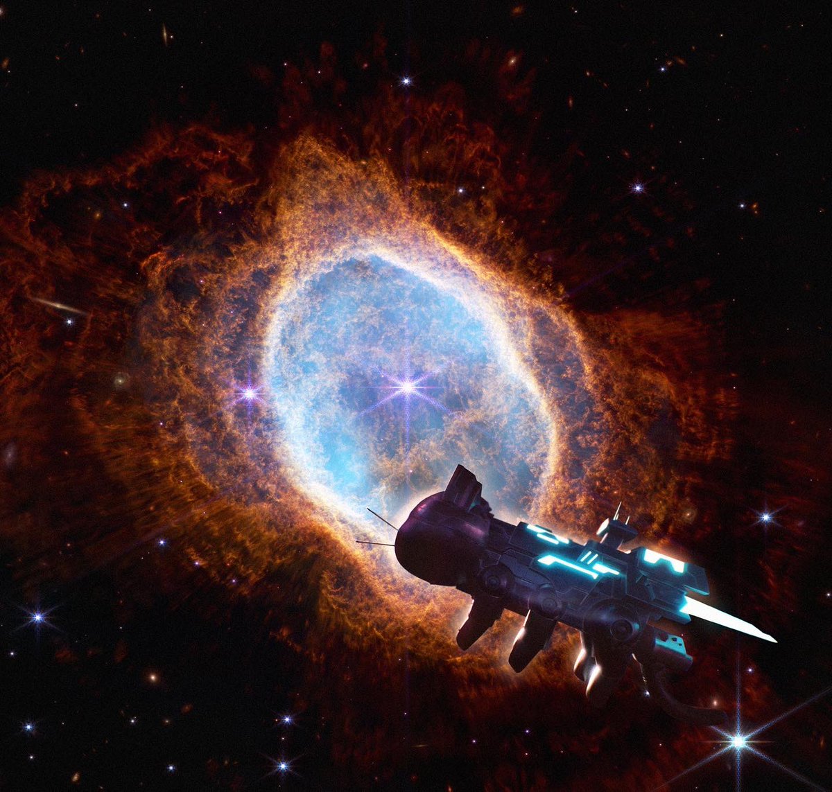 CatboticaFan's tweet photo. I can’t believe @NASA @NASAWebb forgot to mention something else they saw in their shots.

@CATBOTICA @CATBOTICA_kr 

Art by @SheilaSab_ https://t.co/xneGn1wbG6
