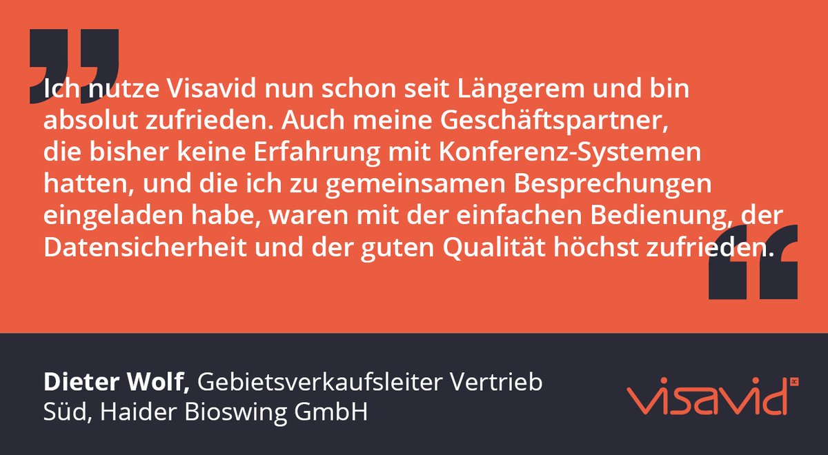 visavid's tweet photo. Dieter Wolf, Gebietsverkaufsleiter Vertrieb Süd, Haider Bioswing GmbH, über #Visavid:
#digitalebildung #videokonferenz https://t.co/SzdXUj6IMR