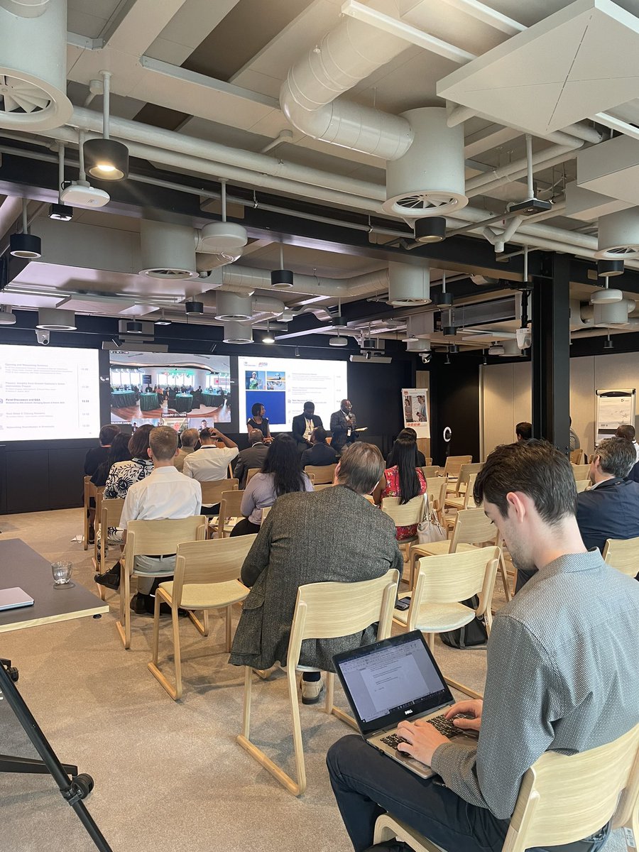 maudojallow's tweet photo. Greetings from London today on a beautiful sunny day. Currently at the #GrowthGateway event on #financing green projects in Africa, organised by @BCG &amp; @FCDOGovUK. There is an interesting discussion going on right now about the myths surrounding carbon credits, green bonds, etc. https://t.co/QROe3sEVkO