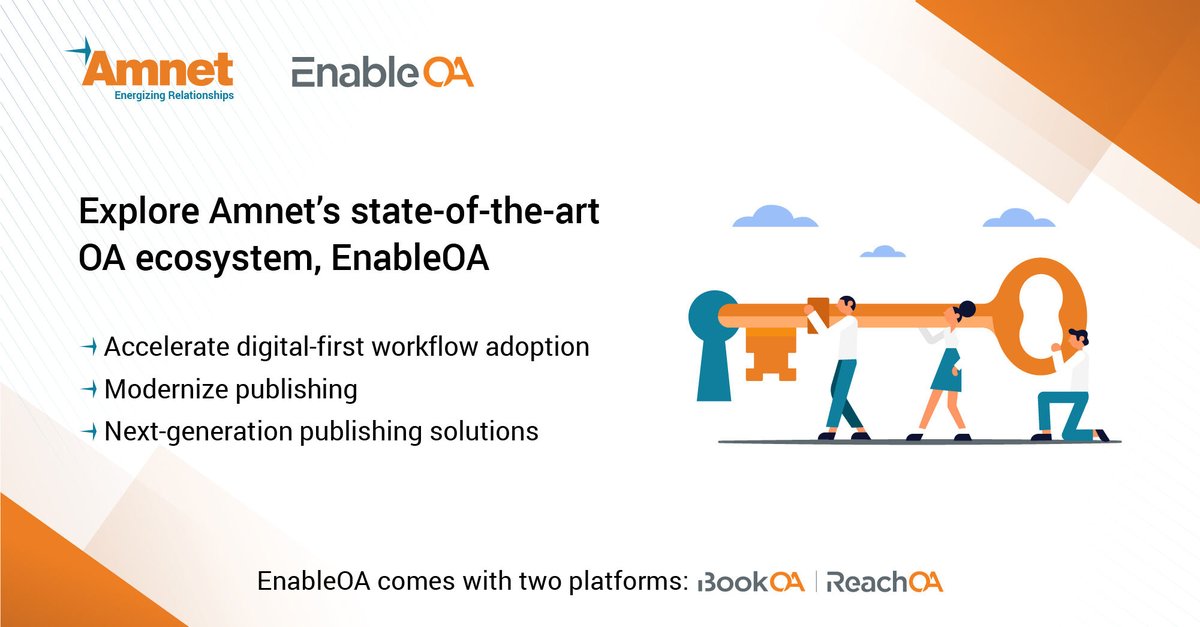 Amnetsys's tweet photo. In collaboration with Coko Foundation, Amnet has crafted two Open Access platforms to enable open access to your digital content.
Check out more at: https://t.co/beuQ6QiCKW
#OpenAccess #OA #OAResearch #Research #OAPublishing #Publishing #DigitalContent #Amnet #EnableOA https://t.co/yQTvhwIZN3