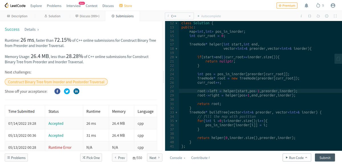 MaunishD's tweet image. Day 7 of #100DaysOfCode solved 1 Leetcode question and 2 questions from the gfg, and some preparation for an upcoming interview.
#learninpublic #leetcodeeveryday