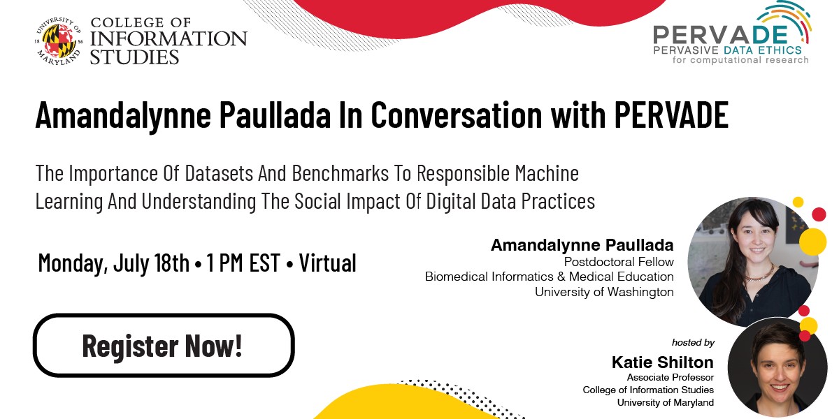 Join us 1pm on July 18th for @amandalynneP In Conversation With @pervade_team .This talk will focus on the importance of datasets and benchmarks to responsible #machine_learning and the best practices for data use by ML researchers and it's social impact. fal.cn/3qevM