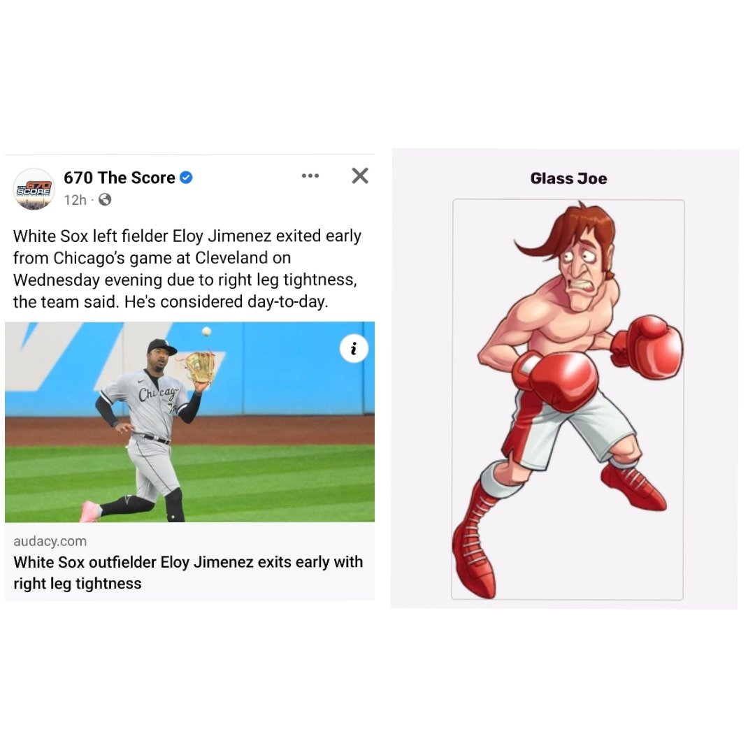 derekrenz's tweet photo. Watch out @whitesox have a new #GlassJoe on their hands. ๐คฆโโ๏ธ#punchout #sawft #charmin At some point in time, you'd think he start taking care of himself. If not, #byefelcia #gonegit ๐คทโโ๏ธ https://t.co/s2P2LxbjKR