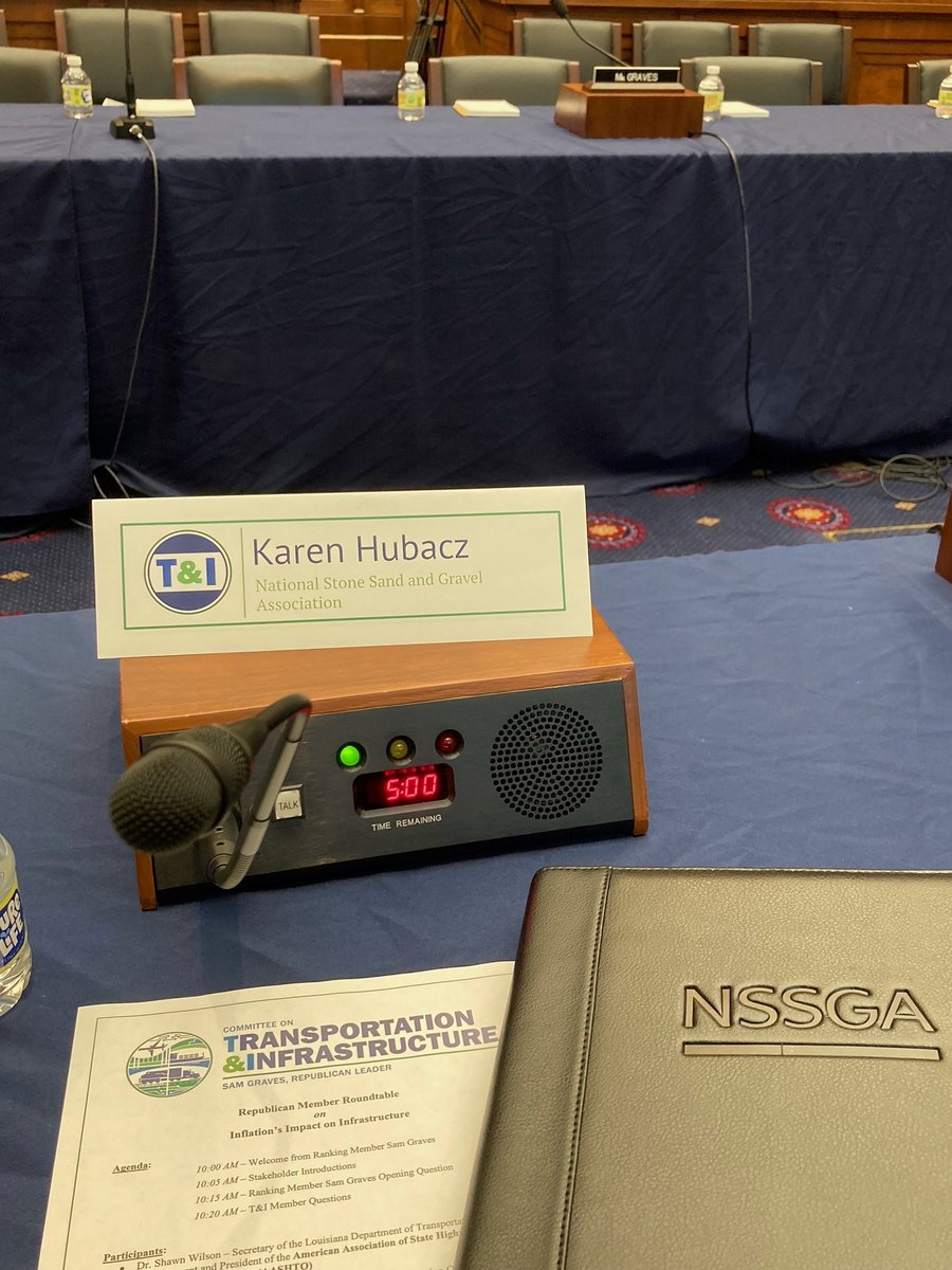 Happening Now, NSSGA Chair Karen Hubacz is speaking at the House T&amp;I Committee <a href="/TransportGOP/">T&I Committee Republicans</a> Roundtable on the “Inflation Crisis Impacts on Infrastructure.” Watch here: republicans-transportation.house.gov/calendar/event… #RocksBuildAmerica