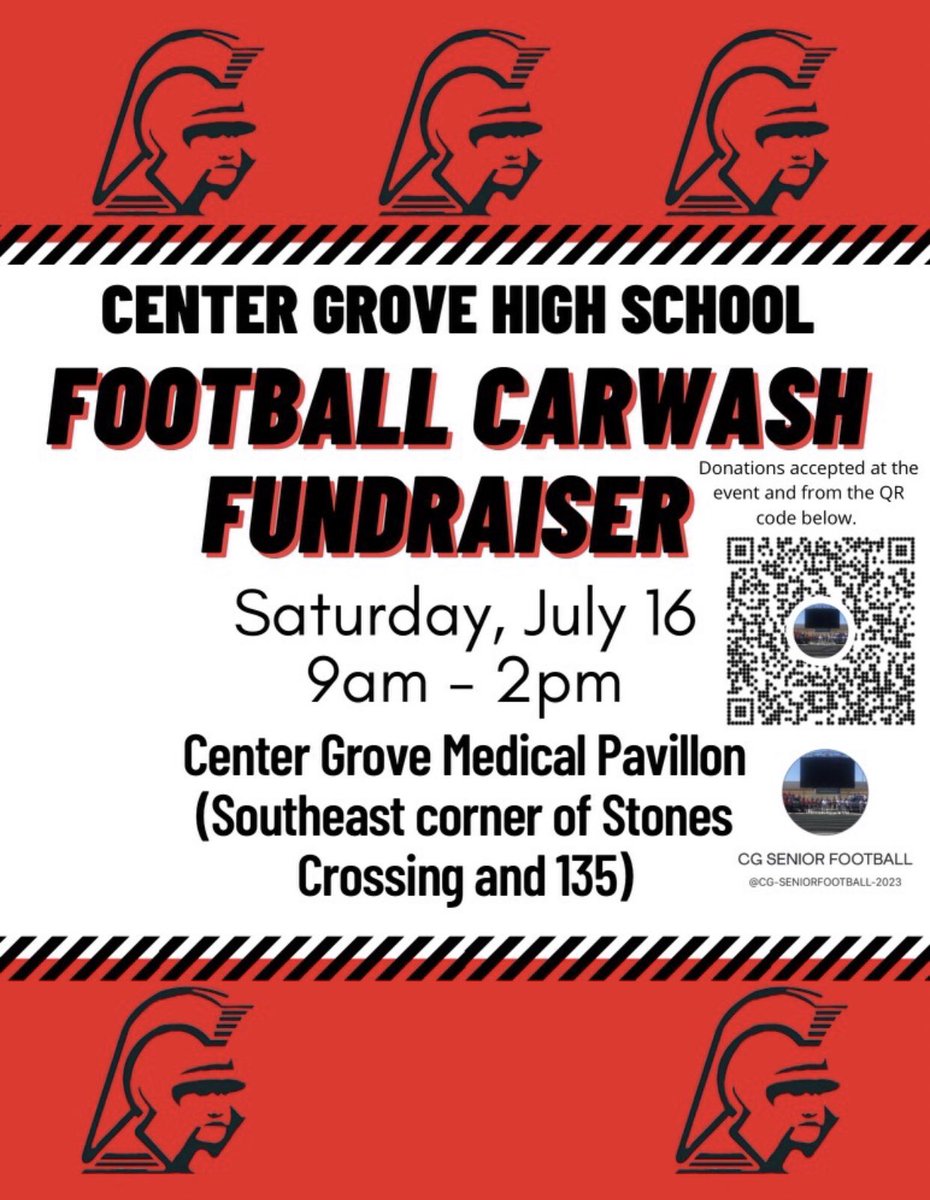 This Saturday is the annual Car Wash … come get a good clean and if u can’t make it please click the QR code and donate. Go Trojans!!!