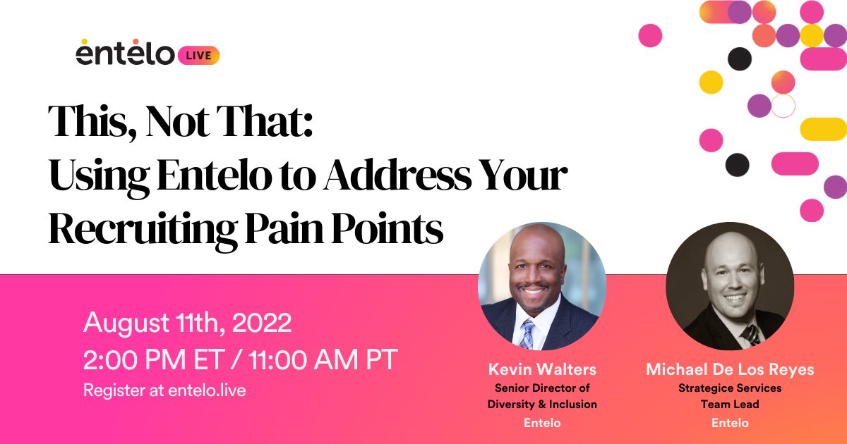 Register at the following link and we hope to see you there! bit.ly/3o1UoXw

#webinar #entelolive #events #talentacquisition #sourcing #data #hiring #ta #hr #humanresources #saas #virtualevents