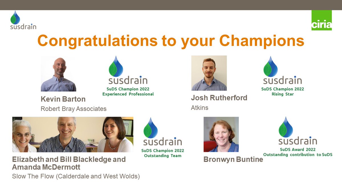 Thank you to our judges and congratulations to all Champions for your acknowledged work and dedication to #SuDS.