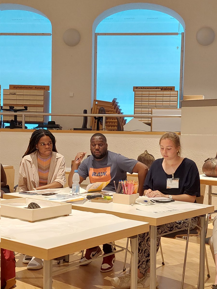 gwasiragoodman's tweet photo. After a long morning session of documenting and describing museum objects at Linden Musem, Tübingen and University of Namibia  students present their co-curation work.
@unam_na 
@MarthaLecturer 
@CirajRassool 
@NjabuloChipangu @dominikhhh 
@HistoBlick https://t.co/nehtbvx3rD