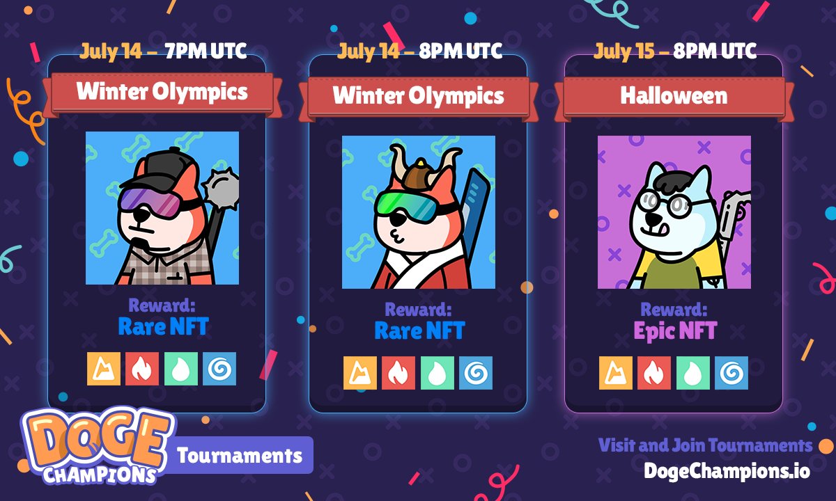 $DVT celebration tournaments continue 🥳🥰

Mint your doggo now and join our tournaments for Epic, Legendary NFT and BNB rewards 💰💰

💎Today's rewards: 2 Rare NFT 💪

Mint now 👉 dogechampions.io
Join TG now 👉 t.me/DogeChampionsN…

#BSC #GameFi #NFTCommunity #BSCGem