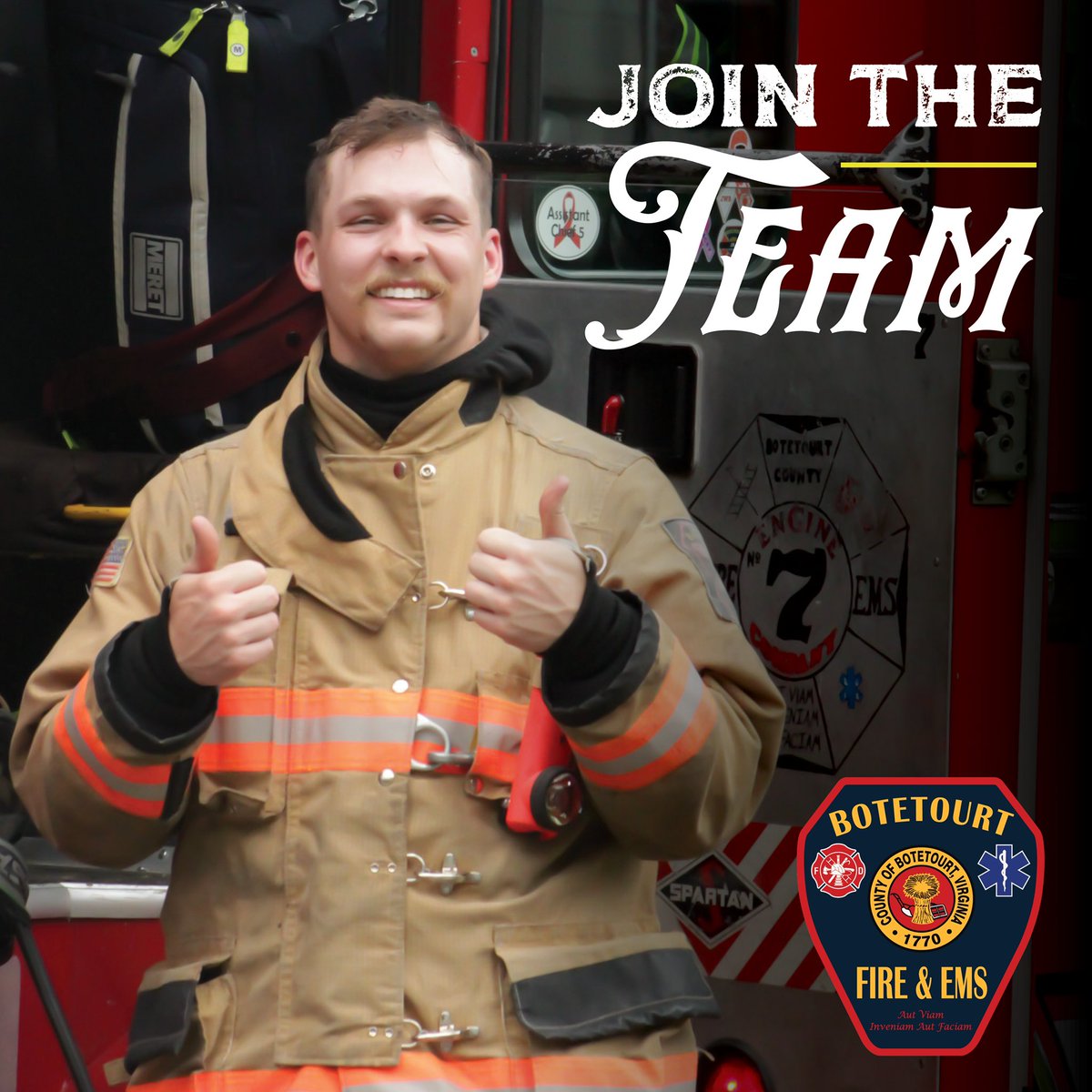 Our Full-Time Application Process is underway! Join the team and enjoy the rewarding career field of Fire &amp; EMS! No experience is required. For more information or to apply, visit BotetourtfireEMS.org!