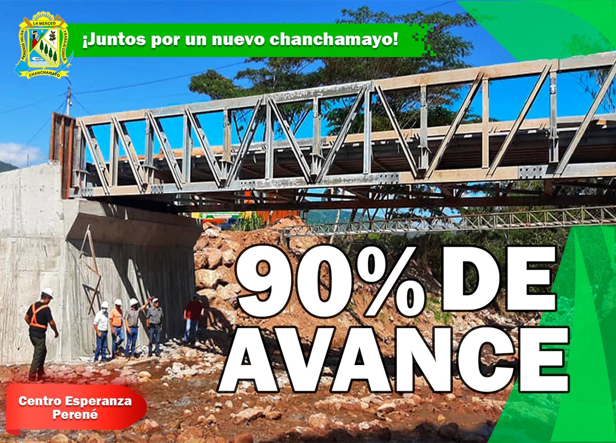 MChanchamayo's tweet photo. #YaEsRealidad 
#PorGestión
[𝗣𝗿𝗼𝗻𝘁𝗮 𝗜𝗻𝗮𝘂𝗴𝘂𝗿𝗮𝗰𝗶𝗼́𝗻]
👉90% de Avance
 🟡🟢 ALCALDE EDUARDO MARIÑO INSPECCIONA EL AVANCE  #PUENTE_MODULAR EN CENTRO ESPERANZA - PERENE
 ✅Con la finalidad de mejorar las vías de comunicación en zona rural
#JuntosPorUnNuevoChanchamayo https://t.co/smVqXERCFl