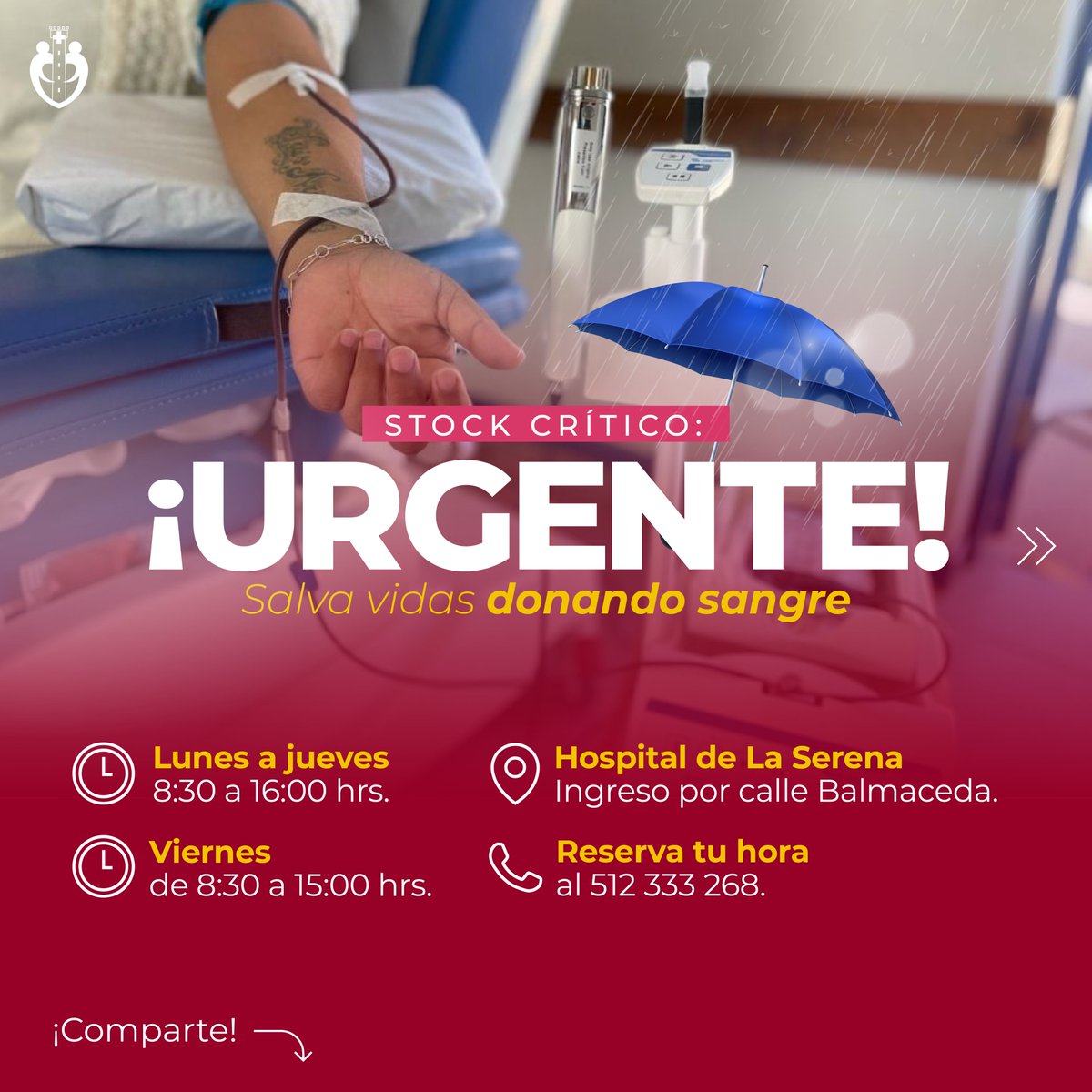 HospitalSerena's tweet photo. ☔¡Necesitamos urgente donantes de todos los grupos! 🚨¡Ayúdanos a salvar vidas donando en nuestro Banco de Sangre!🏥Agéndate llamando al 📲512 333 268 ¿Quiénes pueden donar?▶️Todos los detalles aquí☝️¡Que la lluvia no sea impedimento! 👉Transite con precaución y cuide su salud💉 https://t.co/PgGvdkXfCX