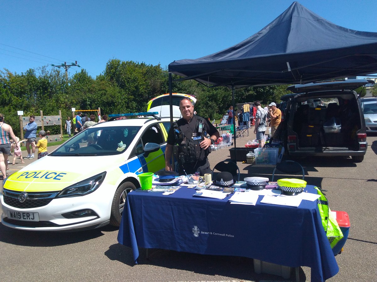CambornePolice's tweet photo. Sat 9 Jul '22 NPT @ Illogan Summer Fayre. Great engagement on various topics: car mods, police cadets, local speeding. Kids sat in Police car, dressing up &amp; were given police stickers. Despite the heat, everyone had a great time. Thanks to all that made it a success #localpolice https://t.co/jaZ8gnHiSE