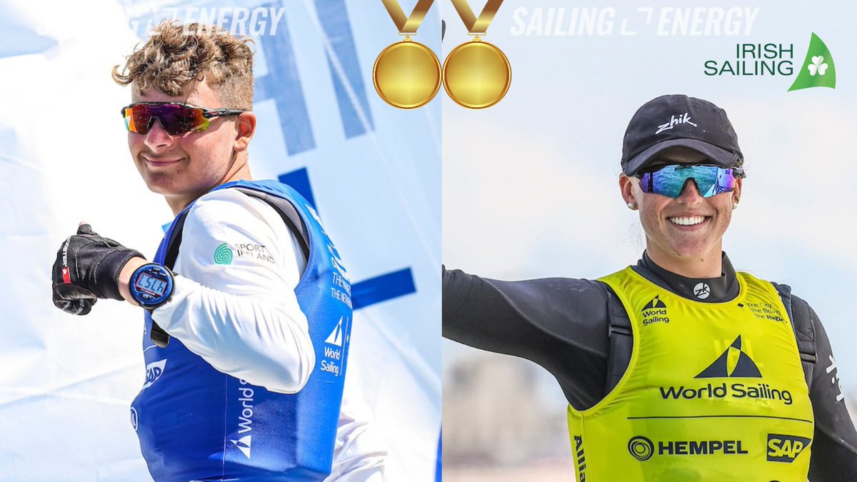 Irish_Sailing's tweet photo. DOUBLE🏅🏅GOLD for Ireland at the Allianz Youth Sailing World Championships. A phenomenal success for Eve Mc Mahon & Rocco Wright of Howth Yacht Club.
MASSIVE CONGRATULATIONS 🎉🎉
#evemcmahon #ILCA6 #laserradial #roccowright #irishsailing #goldmedal #performancesailing https://t.co/5I1WAikrK1