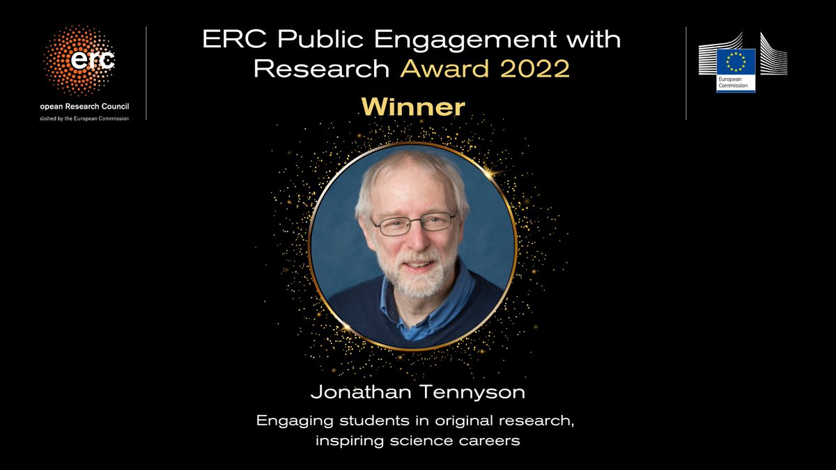 🏆Jonathan Tennyson <a href="/ucl/">UCL</a> is the #ERCengage winner in the Inspire category for his initiative to pair up school students with PhD mentors to widen the access to education in #STEM!

🎉 Congratulations!

Read all about his work ➡️ bit.ly/ERCORBYTS

🇪🇺#EUfunded #ESOF2022
