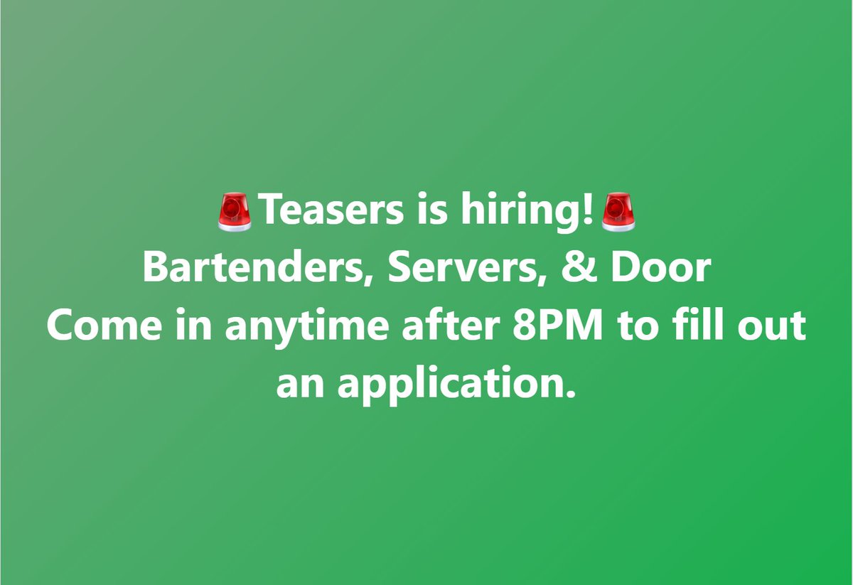 teasersflint's tweet photo. #Flint #FlintJobs #WeAreHiring #Bartenders #servers #waitstaff #doorperson #security #FlintMichigan https://t.co/DJWijS1fz0