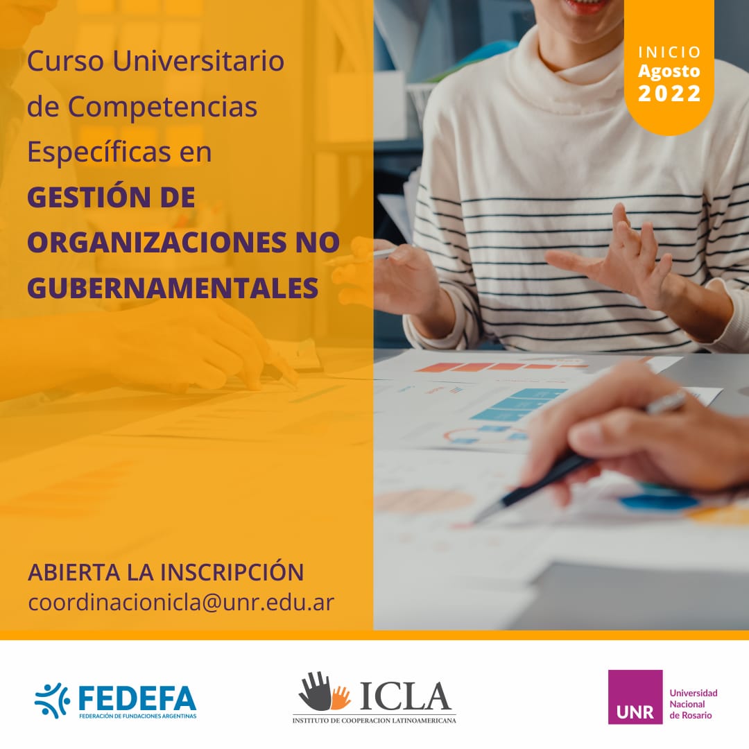 ICLA_UNR's tweet photo. Nueva edición del Curso Gestión de #ONG con certificación de la Facultad de Ciencia Política y RRII @UNRoficial 
Formación destinada a profesionalizar tareas y proyectos de una organización.
➡️ Consultá ejes temáticos, modalidad de cursado y docentes: coordinacionicla@unr.edu.ar https://t.co/WXaxgwiDGa