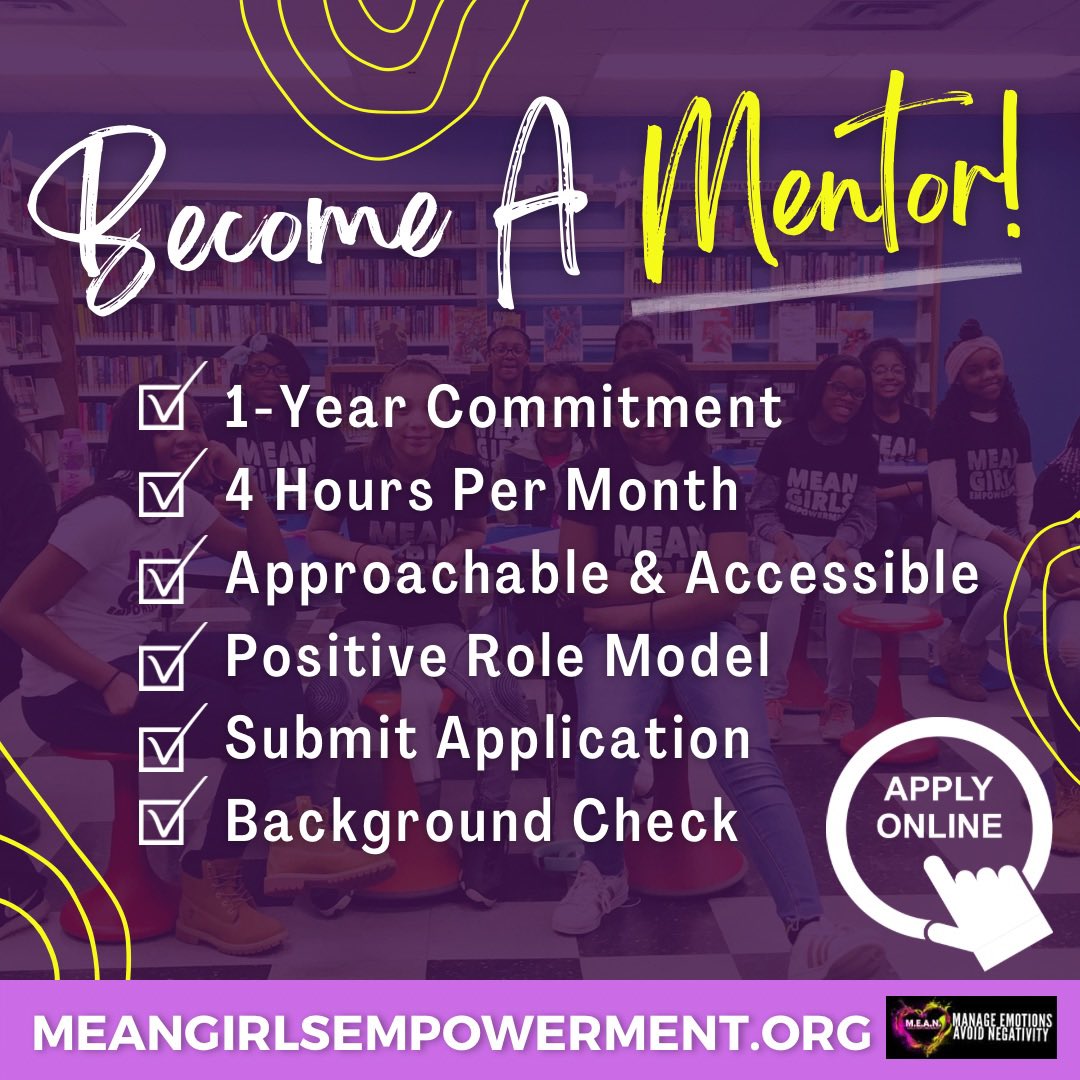 MGE is currently seeking mentors for the 2022-2023 program year! Mentors will be paired with participants to provide them with support throughout the year. 

If you are interested in applying please fill out our online application.  #meangirlsempowerment #mentoring #mentorship