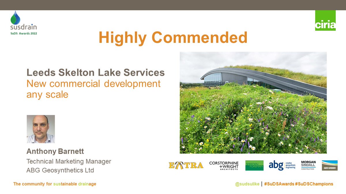 'New commercial development any scale' award goes to Leeds Skelton Lake Services - congratulations <a href="/ABG_ltd/">ABG Geosynthetics</a>!