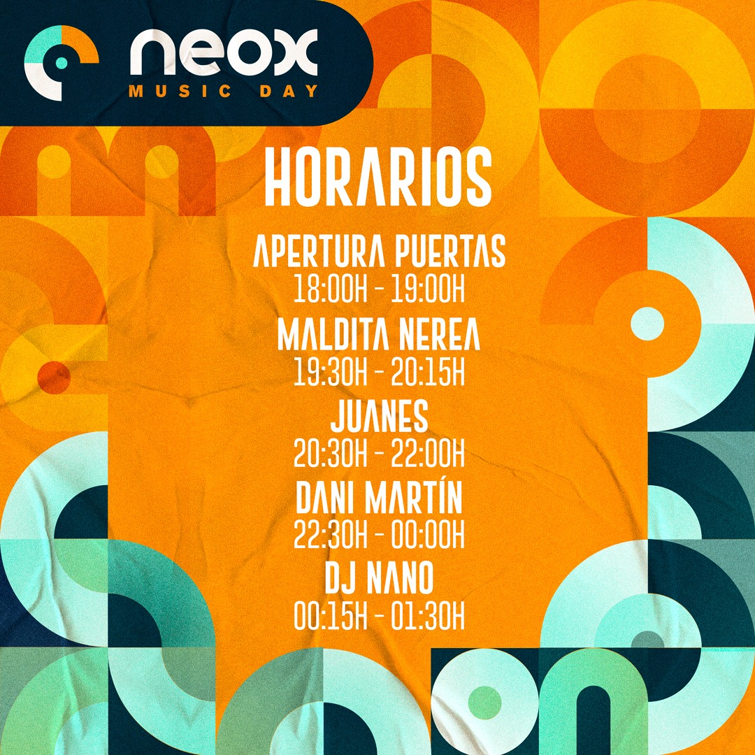 📣 HORARIOS 📣⁣
Aquí os dejamos los horarios de las actuaciones del Neox Music Day✌️⁣
⁣
🎟 ciutatfestival.com
⁣
📆 17/07 <a href="/ciutatfestival/">CIUTAT FESTIVAL by CAIXABANK</a> by CaixaBank⁣

#ciutatfestivalbycaixabank #danimartin #juanes #malditanerea #djnano⁣
<a href="/LevanteUD/">Levante UD</a>  | <a href="/proactiv_es/">Proactiv Entertainment</a>  | <a href="/CaixaBankExp/">Test Account</a>