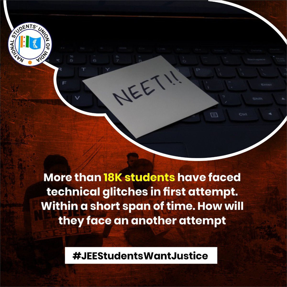 Neerajkundan's tweet photo. Just like other aspirants need time for preparation,similarly the JEE aspirants too need a feasible time slot for preparing in a sound manner.We urge the GOI to kindly consider the seriousness of the issue &amp; provide students with a sensible gap to prepare 
#JEEStudentsWantJustice https://t.co/mCYnJchAyH