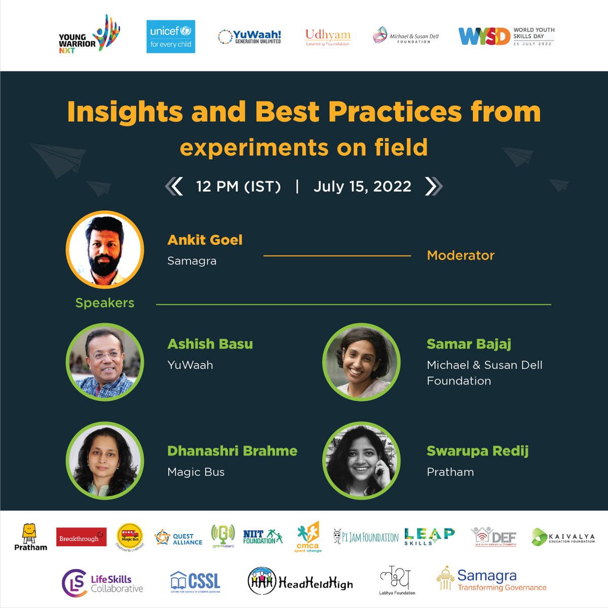 Mark your calendars for an exciting workshop-led panel on ‘Insights and Best Practices from experiments on field’!

🗓️July 15, 2022 | 12 PM IST  
🎟️Click on the link to register now - bit.ly/3yVnf5X

#YWNXT #WYSD2022